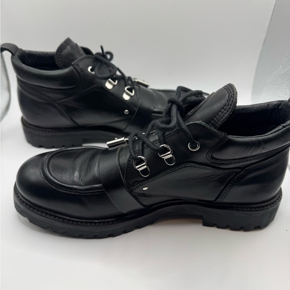 All Saints Shoes Black Yarrow Calf Leather Lug Sole Chunky Moto Boots 9.5 (40) - Picture 3 of 9